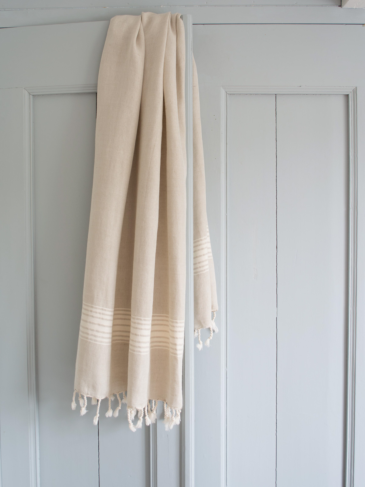 linen hamam towel ecru striped